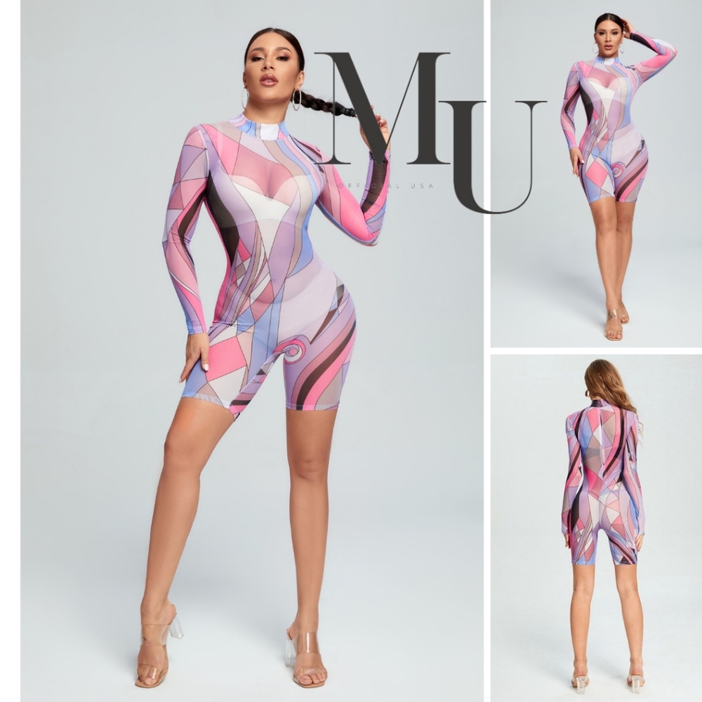 💜Retro Grade Color Wave Romper🩷
